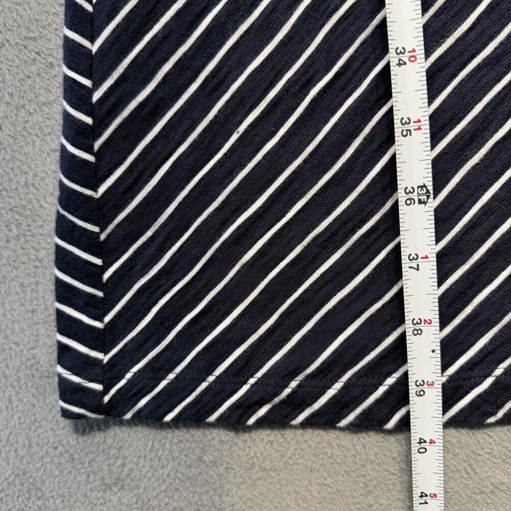 Chicos Womens Size 1 US 8/10 Navy Striped Tie Waist Short Sleeve Dress Stretch - Picture 8 of 8